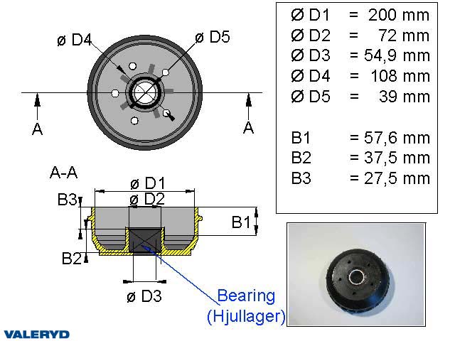 Bromstrumma 200x50 5x108 AL-KO Euro plus Kompaktlager