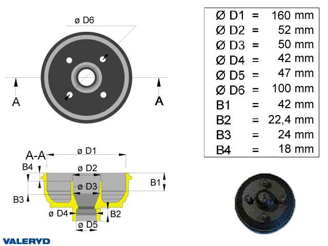 Bromstrumma 160x35 4x100 Knott/Avonride tum-lager