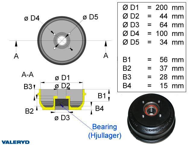 Bromstrumma 200x50 4x100 passar till BPW S2005-7 Kompaktlager