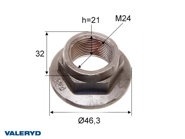 1290007 Flänsmutter M24x1,5; passar till BPW S 2005-7 1350kg - Billede 1