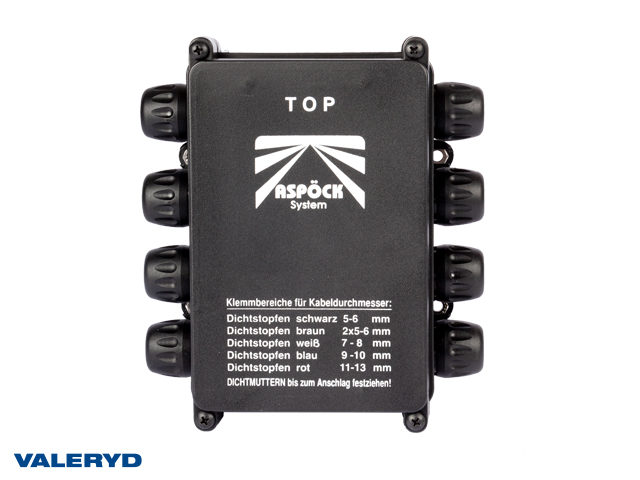 kopplingsbox Aspöck 182x161x67mm låg ASS1 8-utgångar