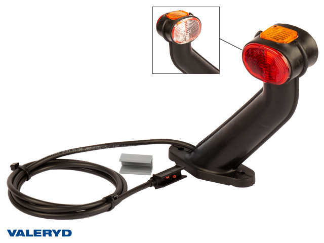 Breddmarkeringslykta Aspöck Superpoint II 168x170mm Vä röd/vit/gul 24V med P&R 1,25m kabel