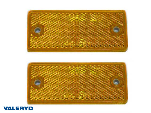 Rektangulär reflex 90x40 gul skruvhål (2-pack)
