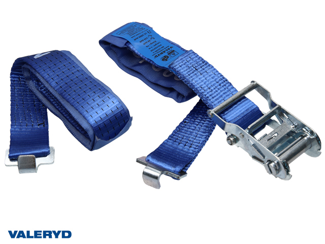 Spännband för lastlåsskena 50mm med platt krok. Längd 1+3m. 1000 kg (daN)