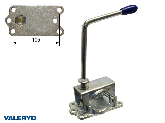 Stödhjulsklämma Ø48mm. Plåt/Gjutjärn. Långt vred. CC=105